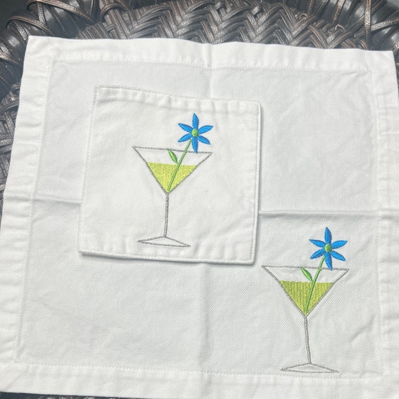 Embroidered Cocktail Themed Napkin & Coaster Sets - Picture 6 of 10